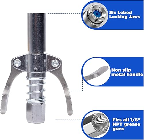 Miniatura 3 de Cevhzoe Acoplador de pistola de grasa, acopladores de grasa de liberación rápida, compatible con todas las pistolas de grasa de 18 pulgadas,
