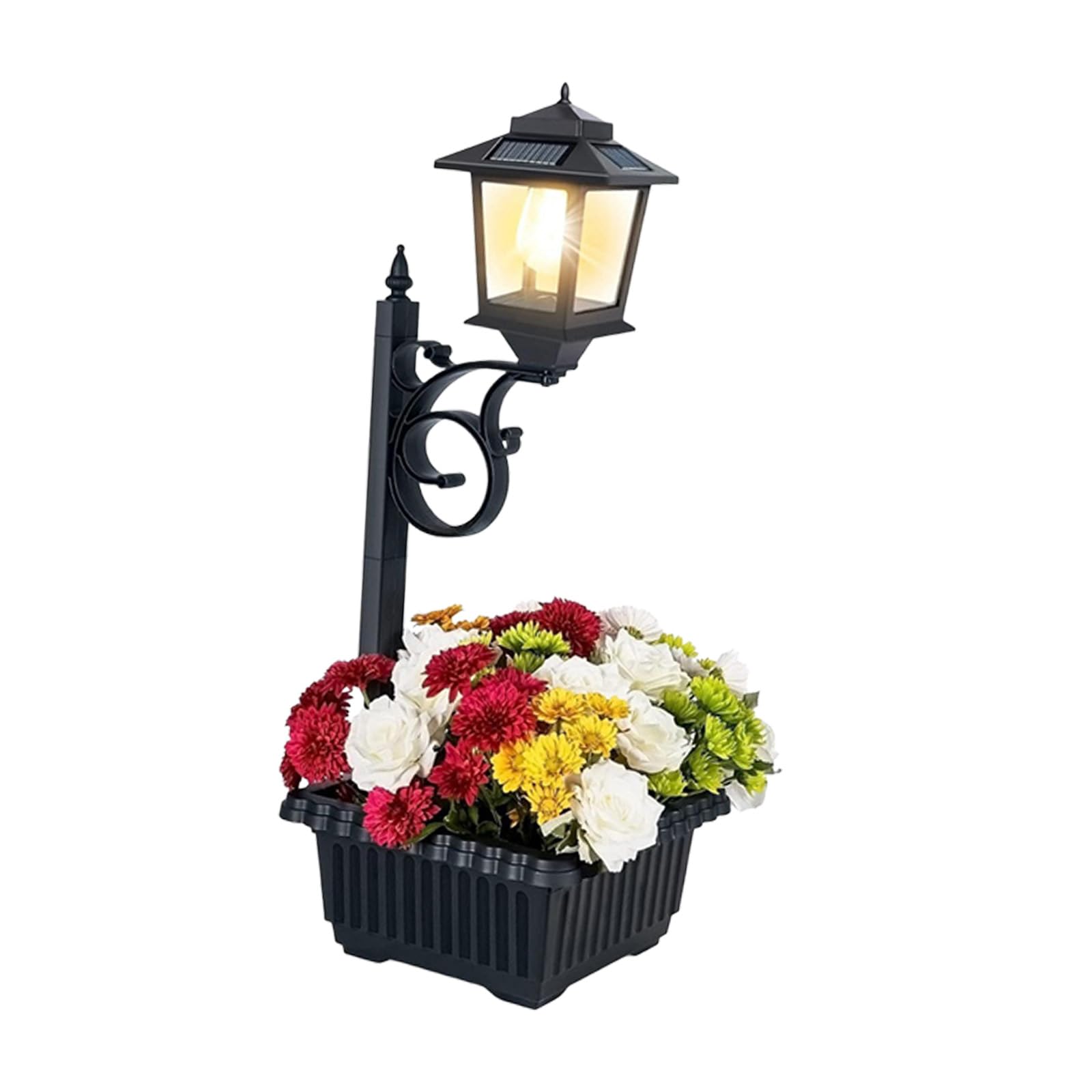 Hsioluted Solar Flower Container Lamp for Garden Lighting Waterproof Decorative Lamp Hall Decoration Solar Wall Light for Garden