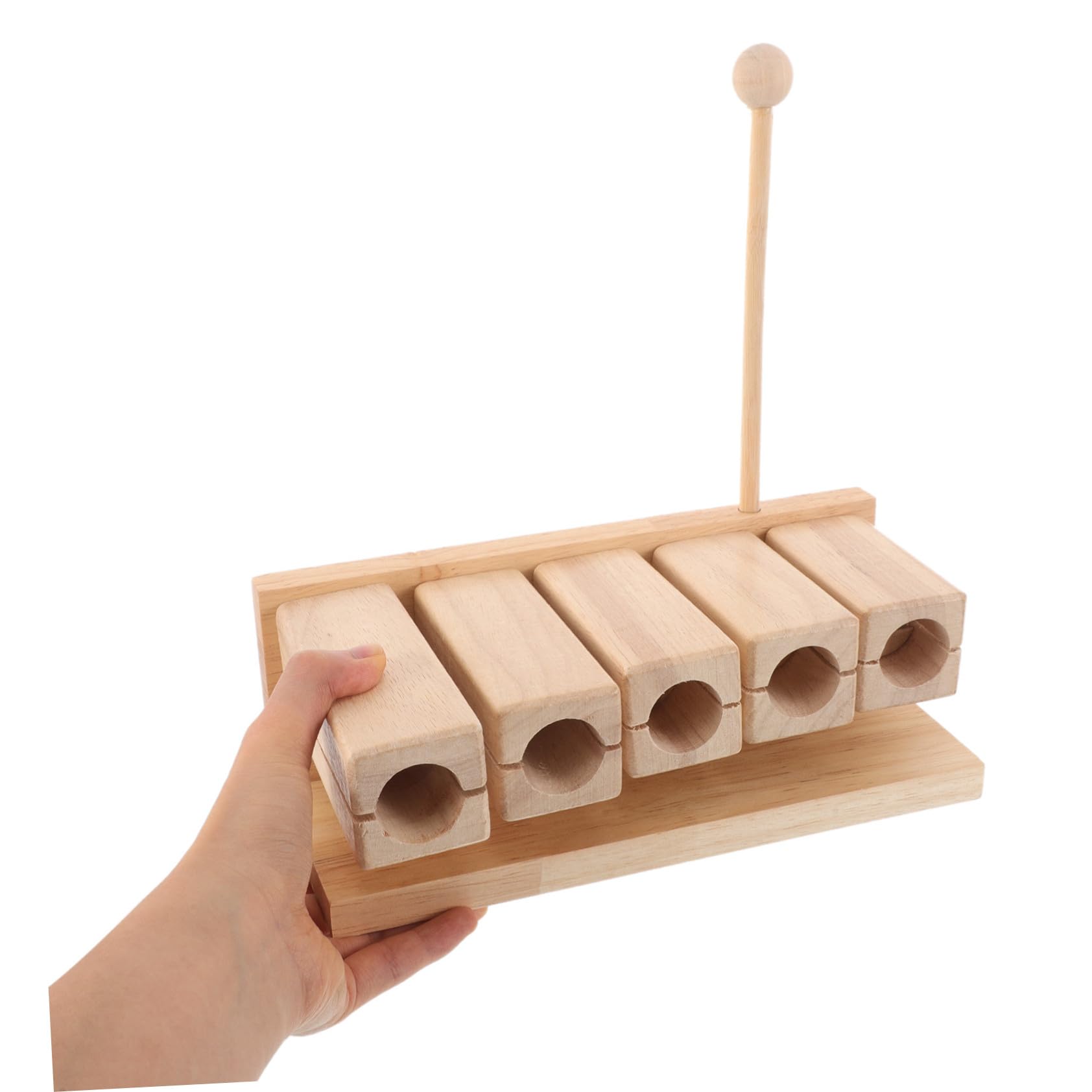 Strumento Percussione in Legno con Mazzuolo, Design Pentatonico a Cinque Toni, Impugnatura Ergonomica e Adatto per Attività Prescolari e Giochi in Famiglia