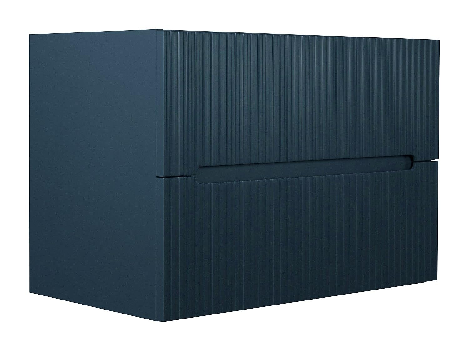 Vente-unique - Meuble sous Vasque Suspendu strié Bleu - 80 cm - PAVANI