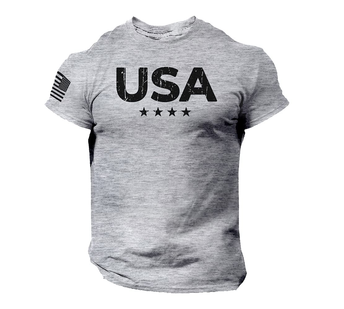 Rogue StyleUSA Stars Flag Men T Shirt American Gym Workout Cotton Tee