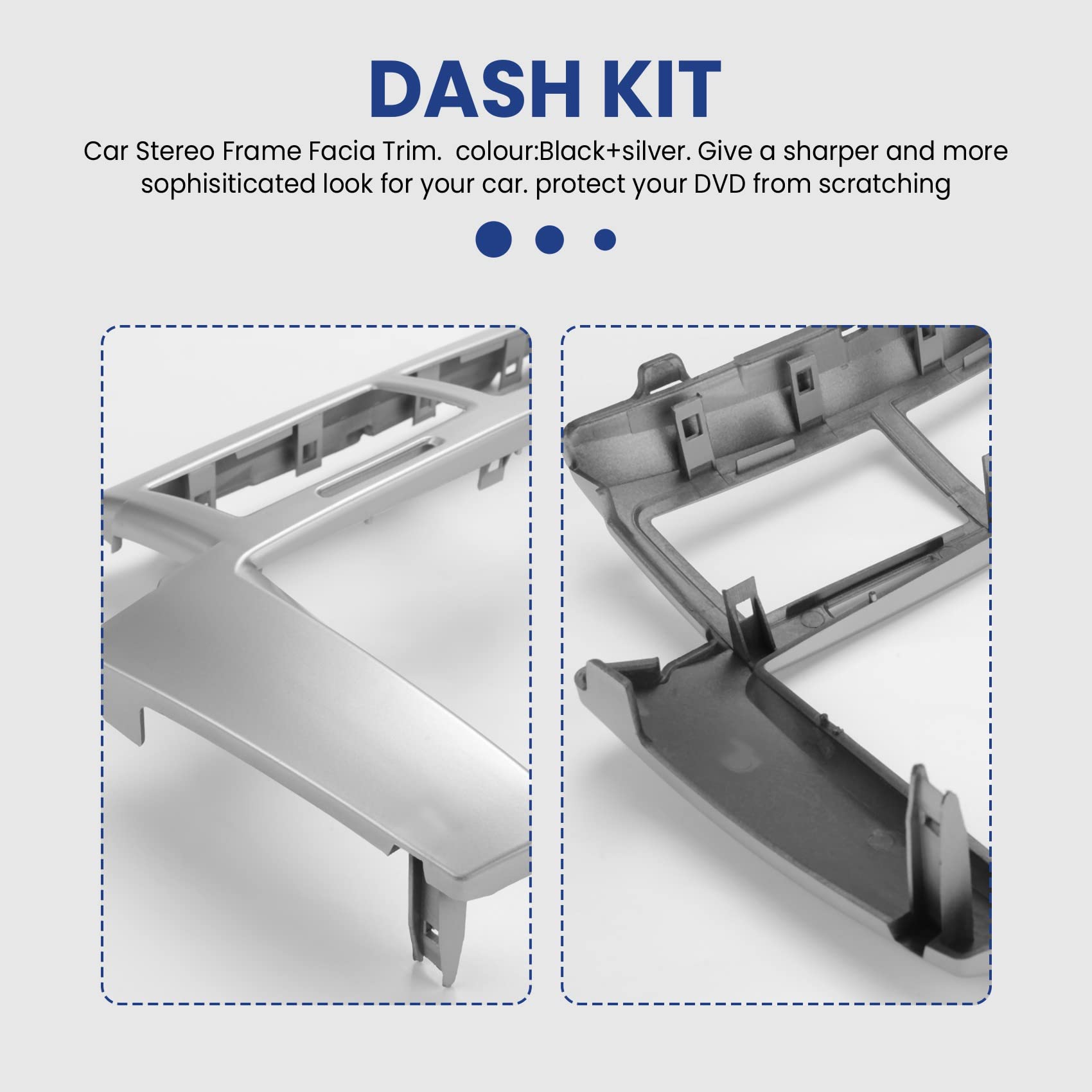 NINGWANG Kit Montaggio Autoradio 2DIN Per Toyota Yaris/Vitz/Platz 2005-2011 - Cornice Cruscatto Argento - Foto 9