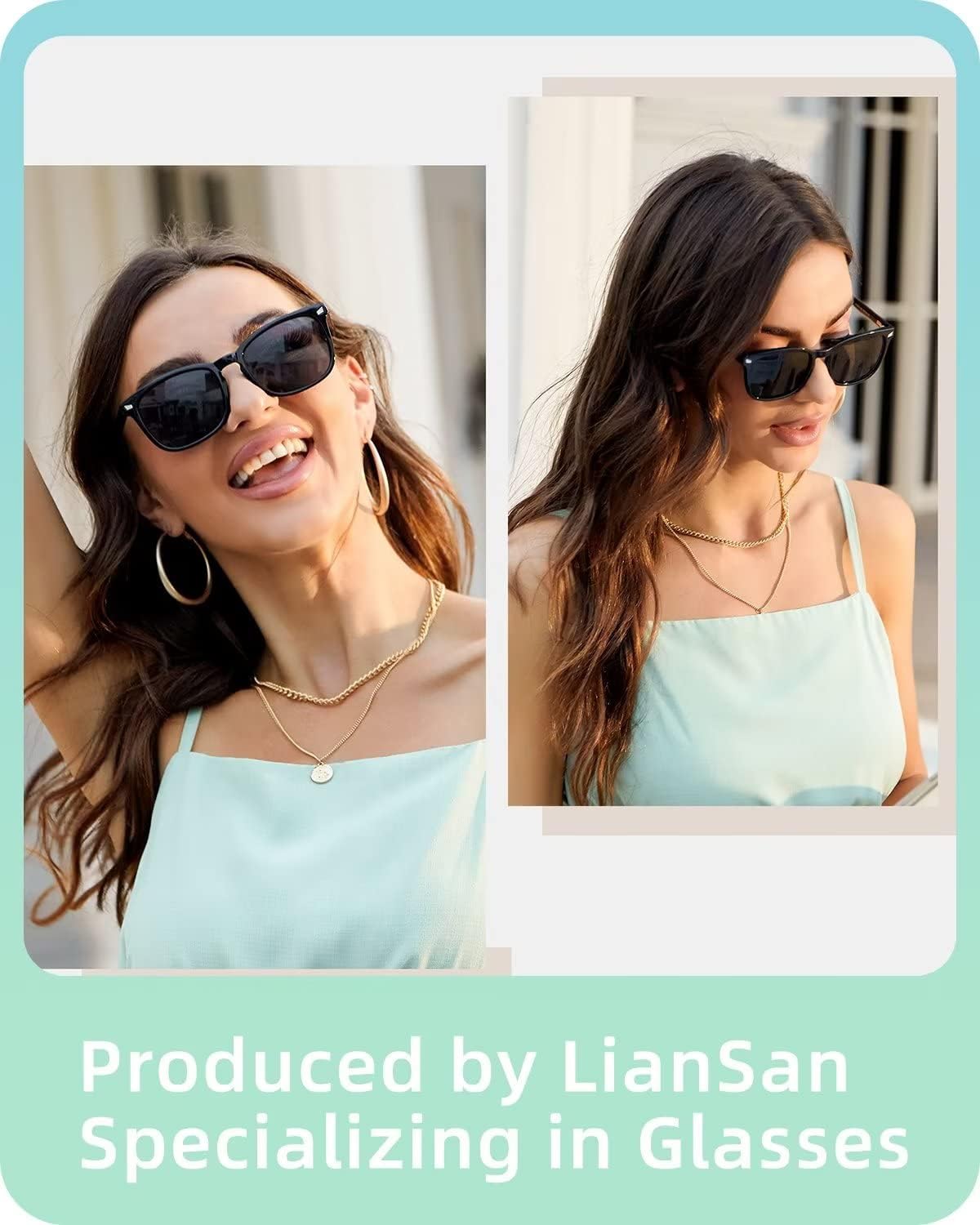 LianSan Progressive Multifocal Reading Sunglasses - for Women Men with Spring Hinge Acrylic Frame UV400 Trifocal Sun Readers Black for 20ft Distance 1.50x - Image 2