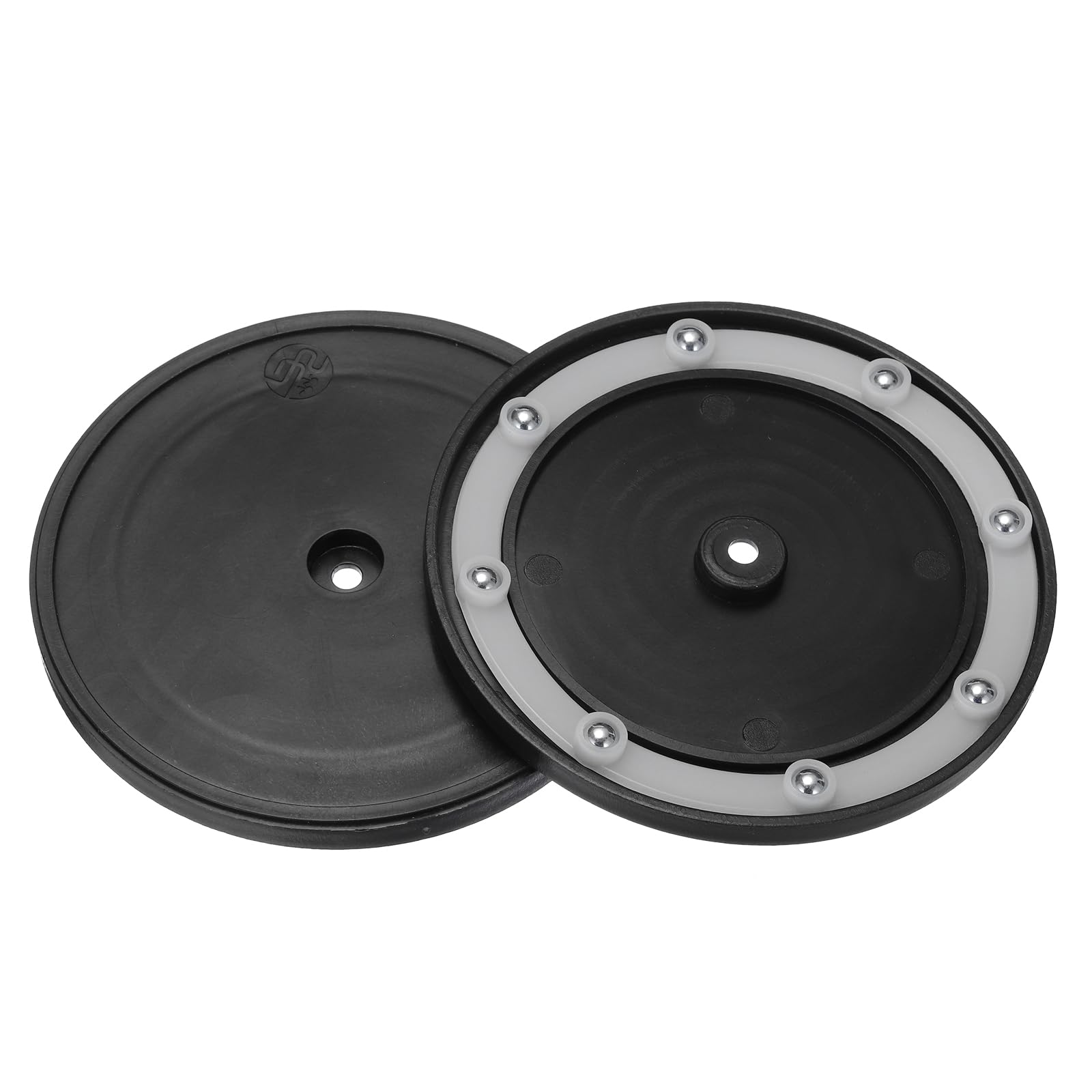 sourcing map 4.1inch Rotating Swivel Stand with Steel Ball Bearings Annular Lazy Susan Base Turntable for Kitchen Corner Cabinets, Annular 0.39inch with White Rubber Ring Pack of 2