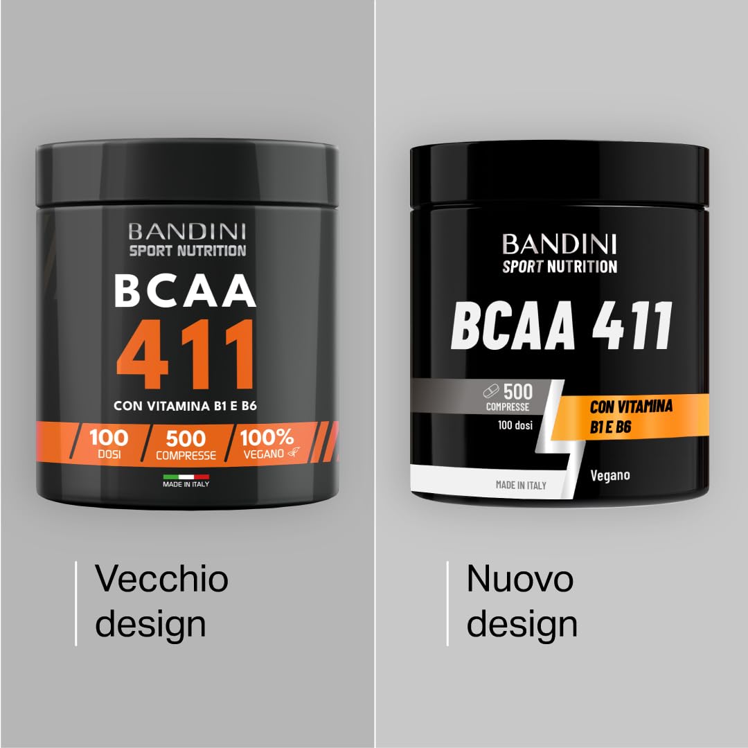 Bandini® AMINOACIDI RAMIFICATI BCAA 4 1 1 | 500 Compresse di Amminoacidi Fermentati con Vitamina B1 e B6 | 4.1.1 con Leucina, Isoleucina, Valina | Intra Pre Post Workout - Per Palestra e Sport - Vegan