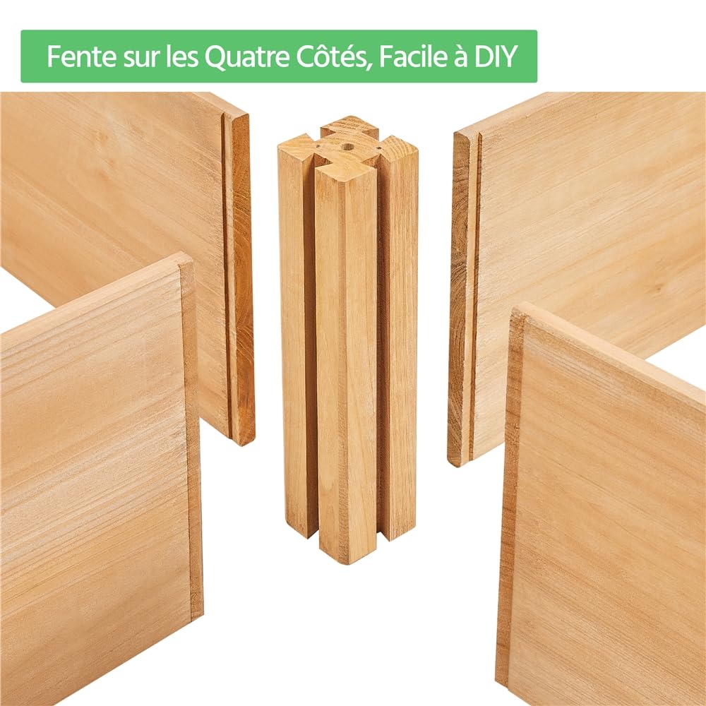 Yaheetech Carré Potager en Bois Bac Potager Surélevé Potager Extérieur/Intérieur Bac à Fleurs Légumes pour Jardin Cour Serre Terrasse 245,5 cm L x 62,5 cm l x 27 cm H Brun Clair