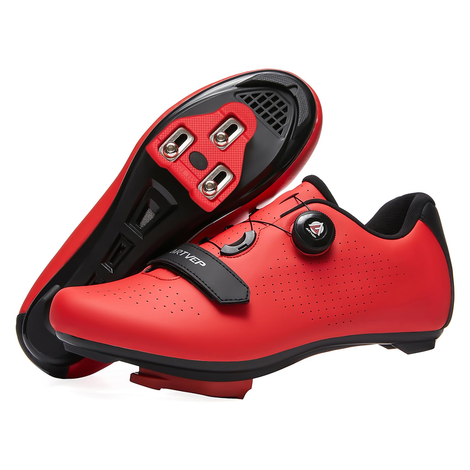 Mujer Zapatillas de Ciclismo para Hombre Zapatillas de Bicicleta de Carretera compatibles con Look SPD SPD-SL Delta Cleats Zapatillas de Bicicleta para Interiores Exteriores Todo Rojo EU 41