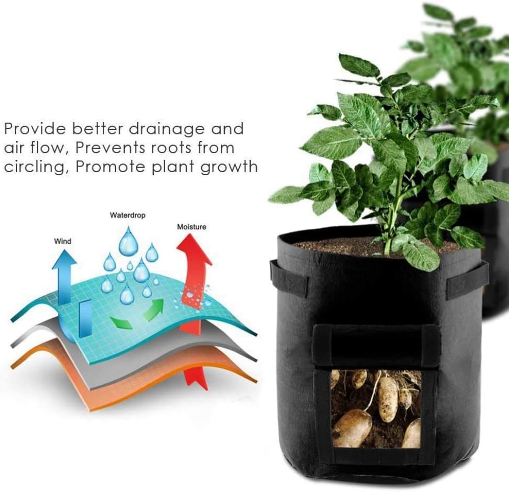 4 Packs of 7 Gallon Sweet Potato Planting Bags, Garden Planting Bags, Vegetable Growing Bags, Fabric Potting Bags