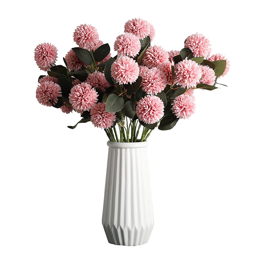 MYUYEE Artificial Flowers Artificial Hydrangea Dandelion Bunch Living Room Table Floral Decoration Fake Flower Office Wedding Flower Arrangement Romantic And Beautiful Flowers A(Pink)