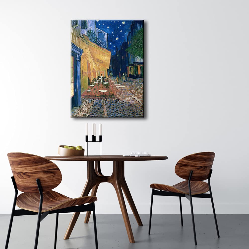 Wieco Art Van Gogh Cafe Terrace at Night - Reproducción de pinturas al óleo clásicas de Van Gogh, impresiones en lienzo envueltas en galería, arte de pared para comedor, hogar, oficina