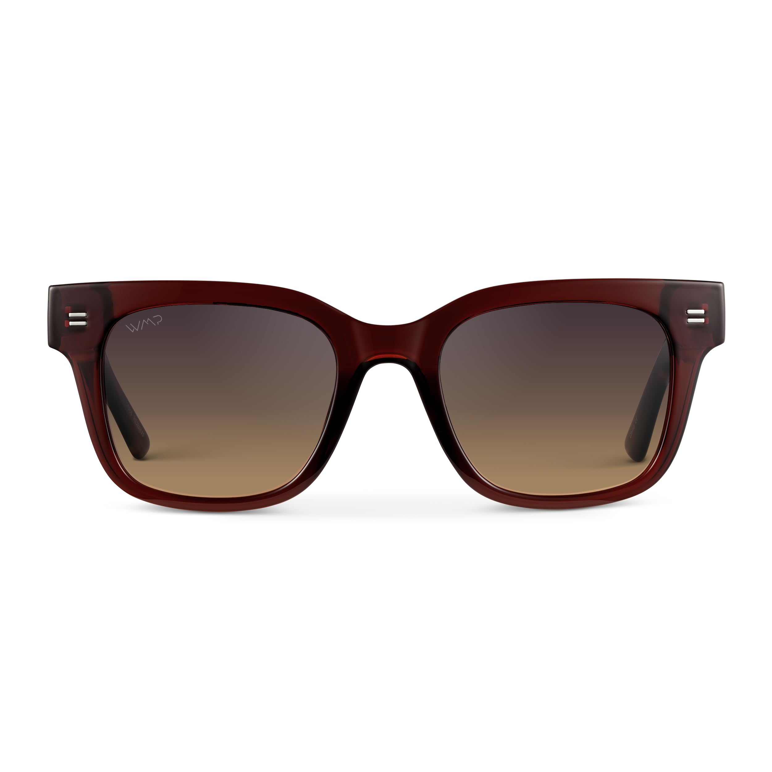 WearMe Pro Men's Classic Square Sunglasses - (Red Garnet/Gradient Amber Lens)