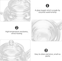 Vista 8 de Tetera de vidrio suelta tetera infusor de vidrio con colador de 8.5 fl oz, tetera transparente segura para estufa, calentador de té de vidrio