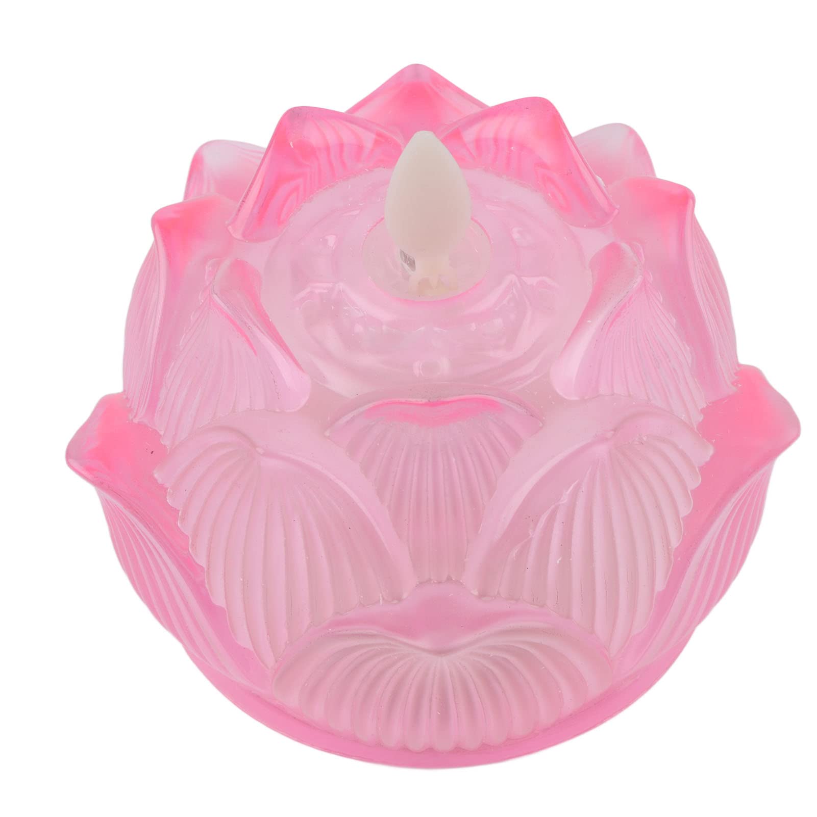 Flower Night Light, Buddha Light Elegant Fashionable Electronic Candle for Tea House Yoga Hall for Meditation Buddhist Temple for Home Office Hotel(Glazed pink)