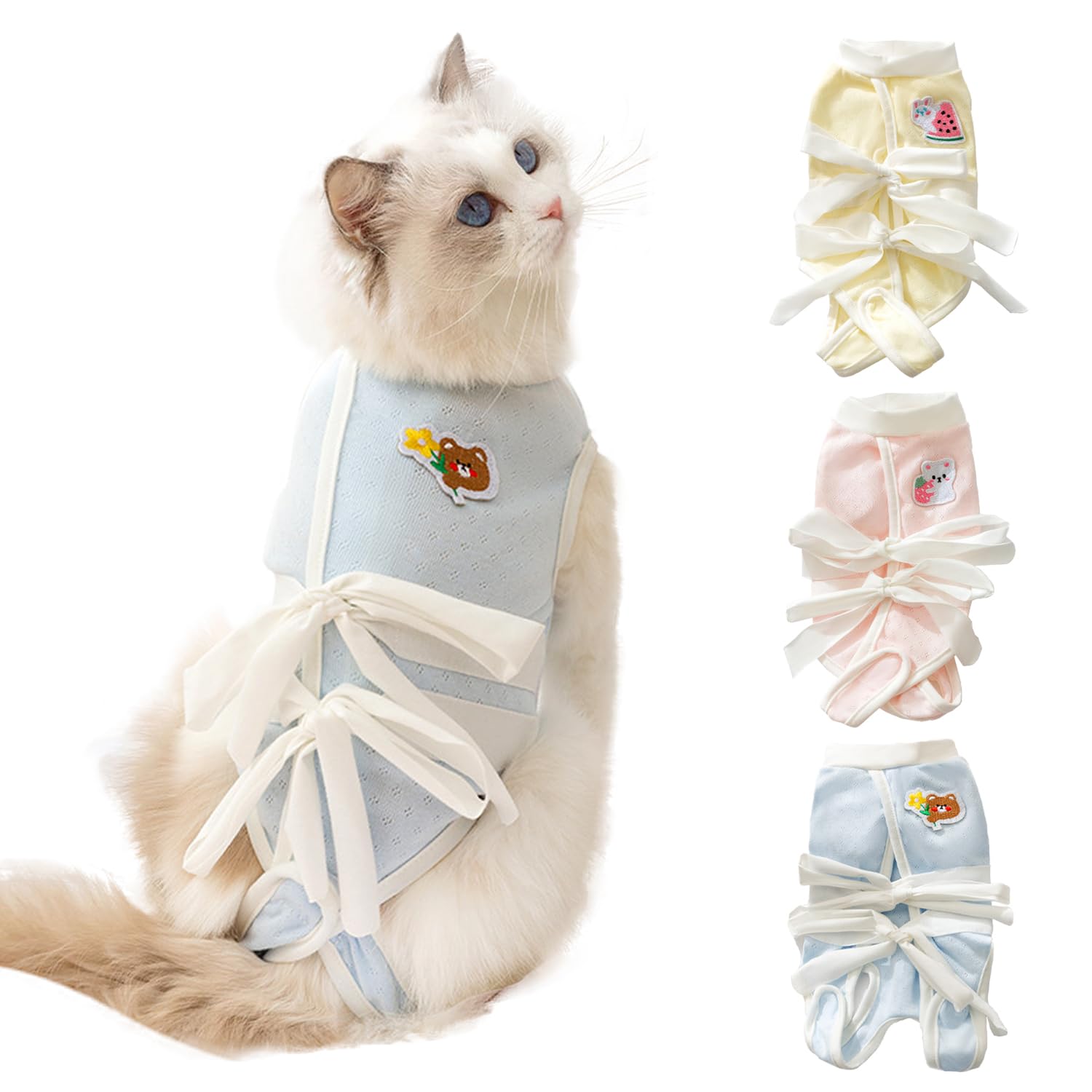 猫 術後服 傷口保護 グリーン　ダイナソー　Lサイズ　恐竜　コットン ☘️ 猫 術後服 傷口保護 グリーン ダイナソー Lサイズ 恐竜