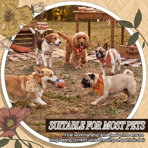 Image of Abbylike 50 Pcs Boho Dog Bandanas Bulk, Vintage Rustic Bohemian Style