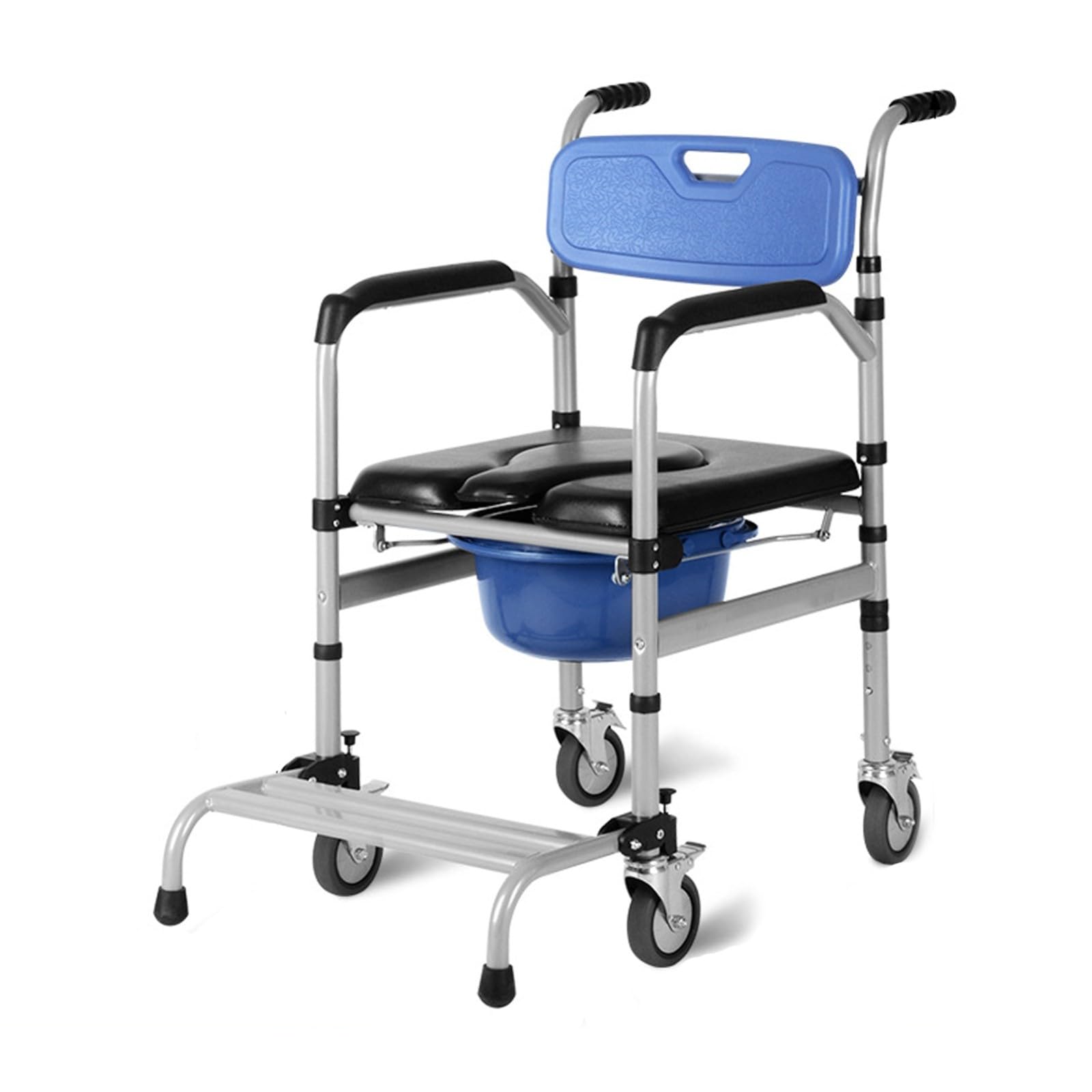 BHGFYXBS Shower Chair With Wheels And Adjustable Height For Elderly And Disabled Portable Commode Chair With Footrests And Waterproof Design Rolling Toilet Chair With Moveable Po,B