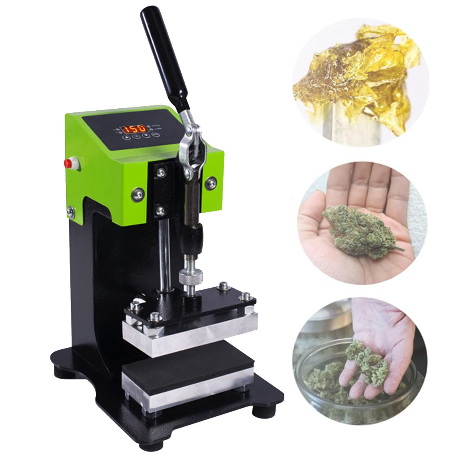 De Machine van de hittepers, Rosin Warmtepersmachine, handtang 300W 2,8 inch dubbele verwarmde persplaten Oplosmiddelvrije extractie for olie en was voor T-shirts, pet, mok, bord