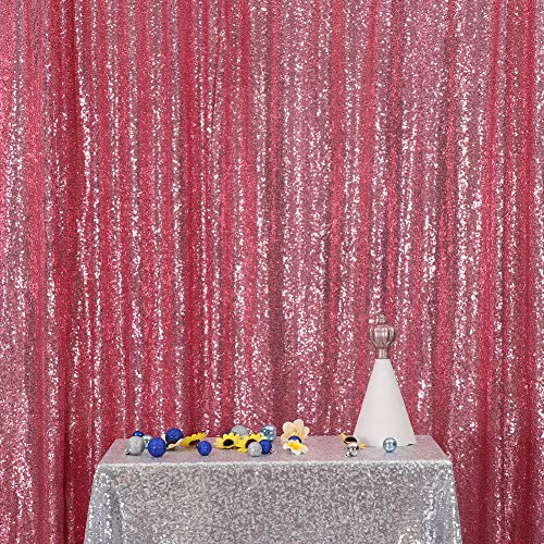 New Product SquarePie Sequin Backdrop Background for Photography Glitter Curtain Party 10FT x 10FT Fuchsia Pink