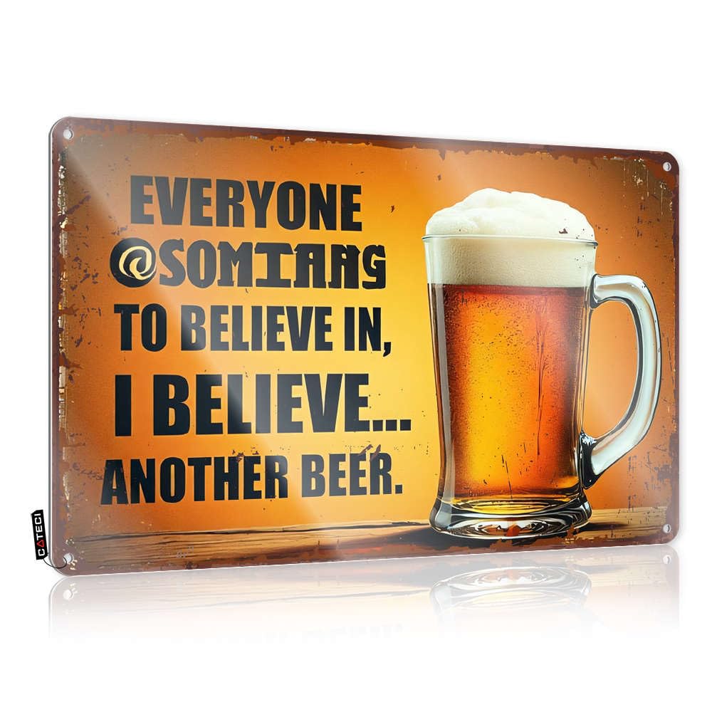 Vintage Wall Art Clock Backyard Americana Gift For Hunter Everyone Believes In Something I Believe In Another Beer - Easy To Hang Art(30X40CM)