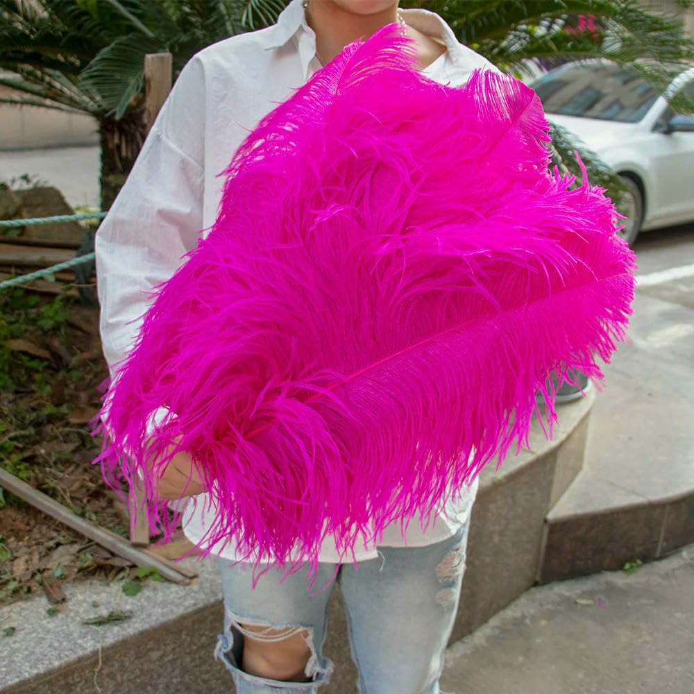 10 pezzi 25-50 cm piume di struzzo viola per artigianato, decorazioni di carnevale, centrotavola, vasi, accessori artigianali - rosa - 35-40 cm