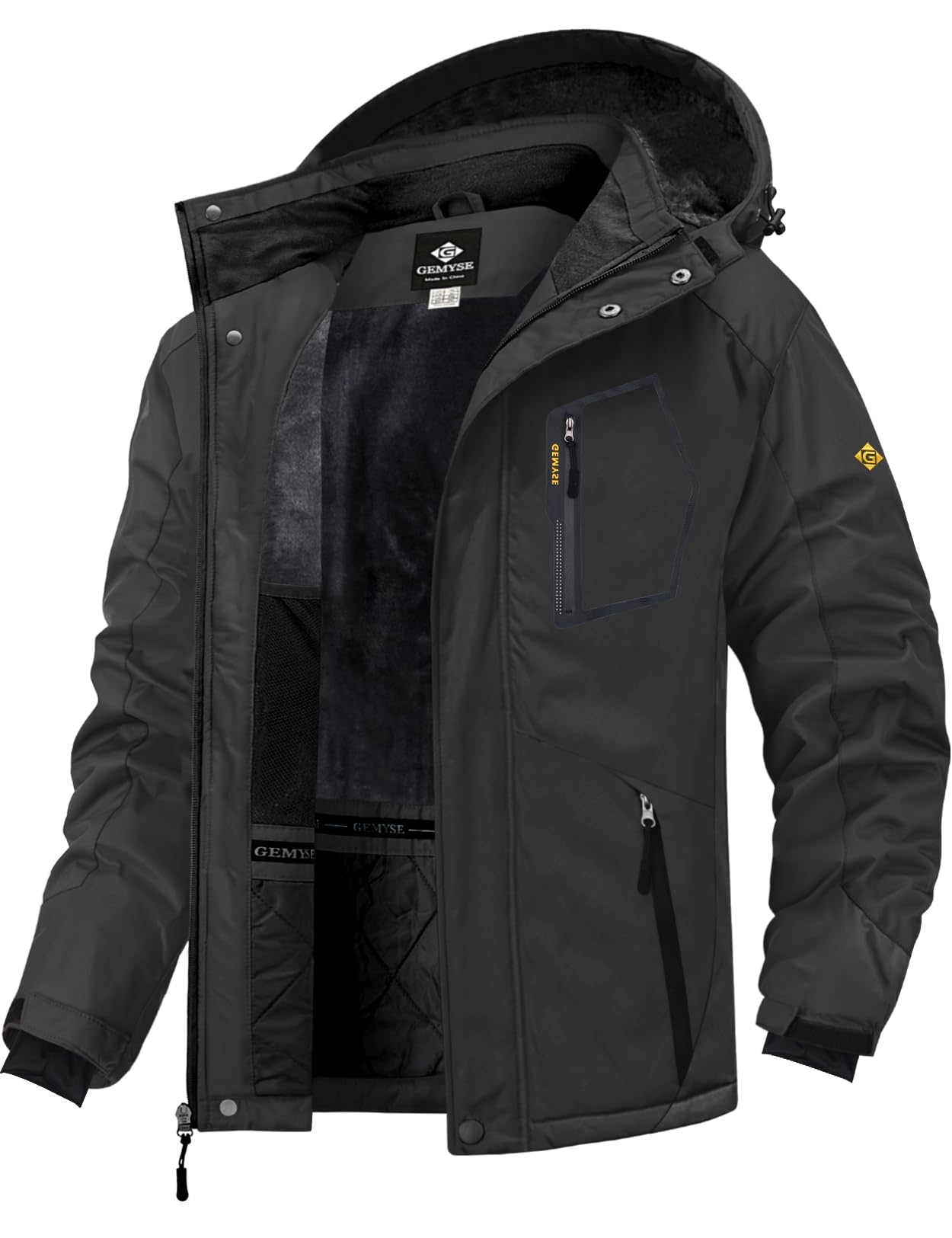 GEMYSE Chaqueta de Esquí Impermeable de Montaña para Hombre Abrigo de Invierno Antiviento con Capucha