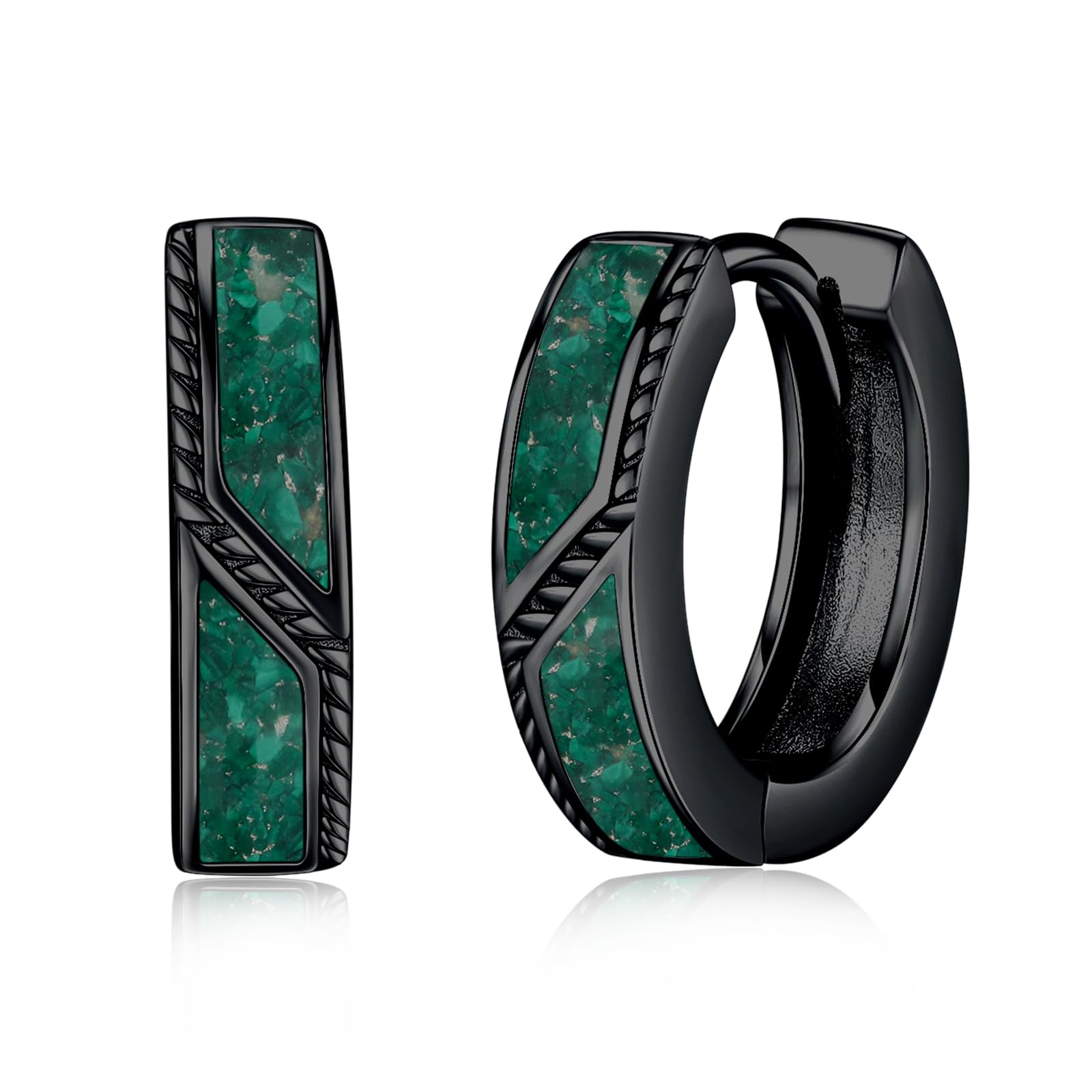 Malachit/Opal/Türkis/Abalone Ohrringe Creolen 925 Sterling Silber Hypoallergen 15mm Huggie Ohringe Schmuck Geschenke