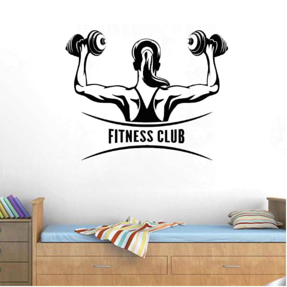 Fitness Club Logo Woman Gym Girl Motivation Wall Sticker Weightlifting Houseware Removable Mural Gym Studio Decal 71x57cm