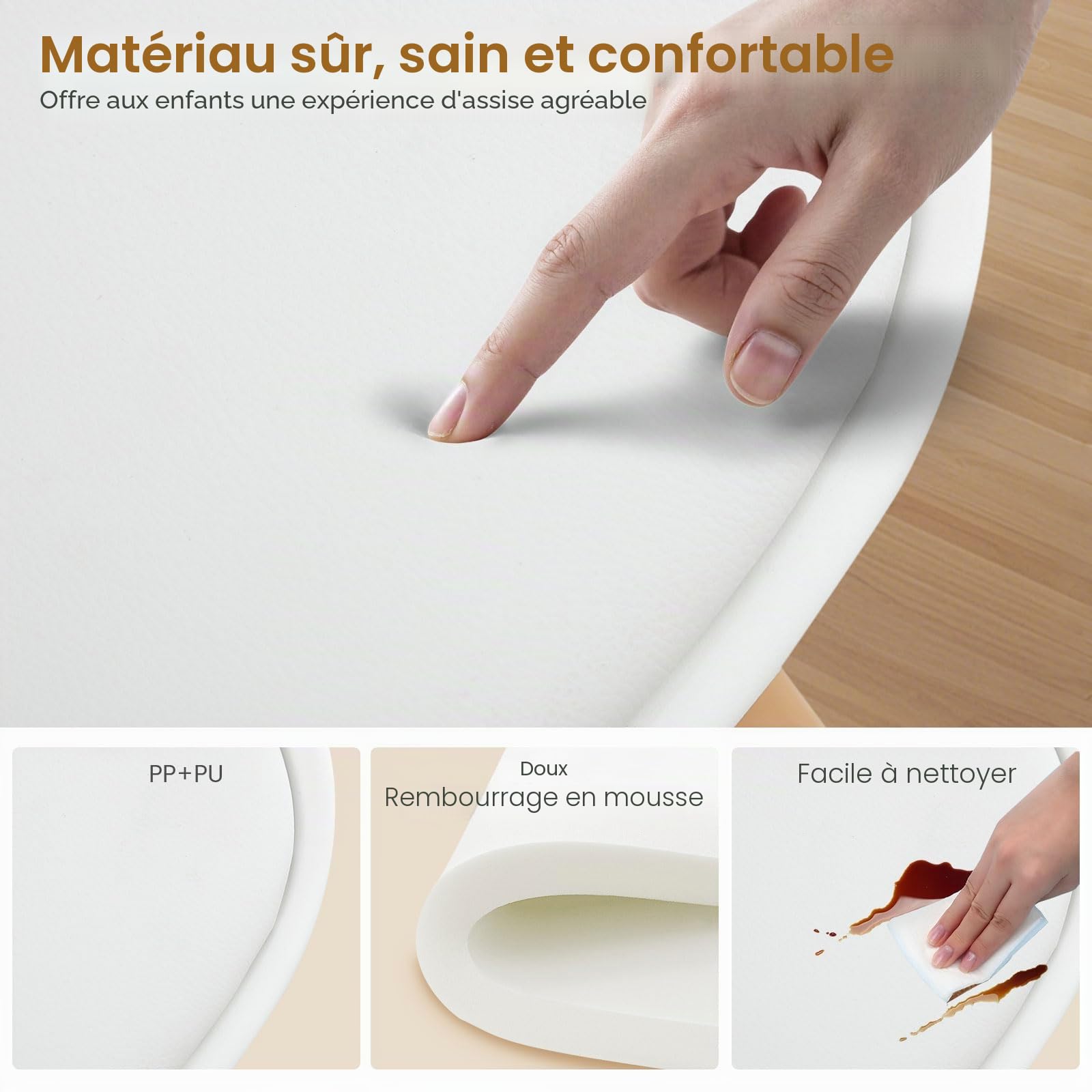 EGGREE Chaises pour Enfants, Pieds en Bois, Hauteur du siège 33 cm, chaises avec Dossier, siège pour Enfants,Blanc