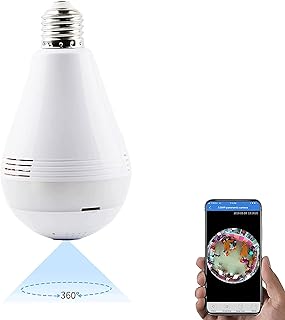 1080P HD Light Bulb Camera, 360°Wireless Panoramic IP Camera, 2.4Ghz WiFi Camera Indoor Outdoor Sensor Monitor, with Night Vision,Two Way Audio,Smart Motion Detection And Alarm