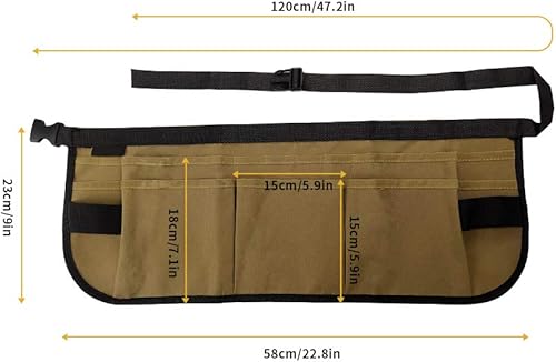 Miniatura 4 de Delantal de cintura para herramientas de jardín, delantal profesional de trabajo de cintura resistente con 13 bolsillos, delantales de jardinería