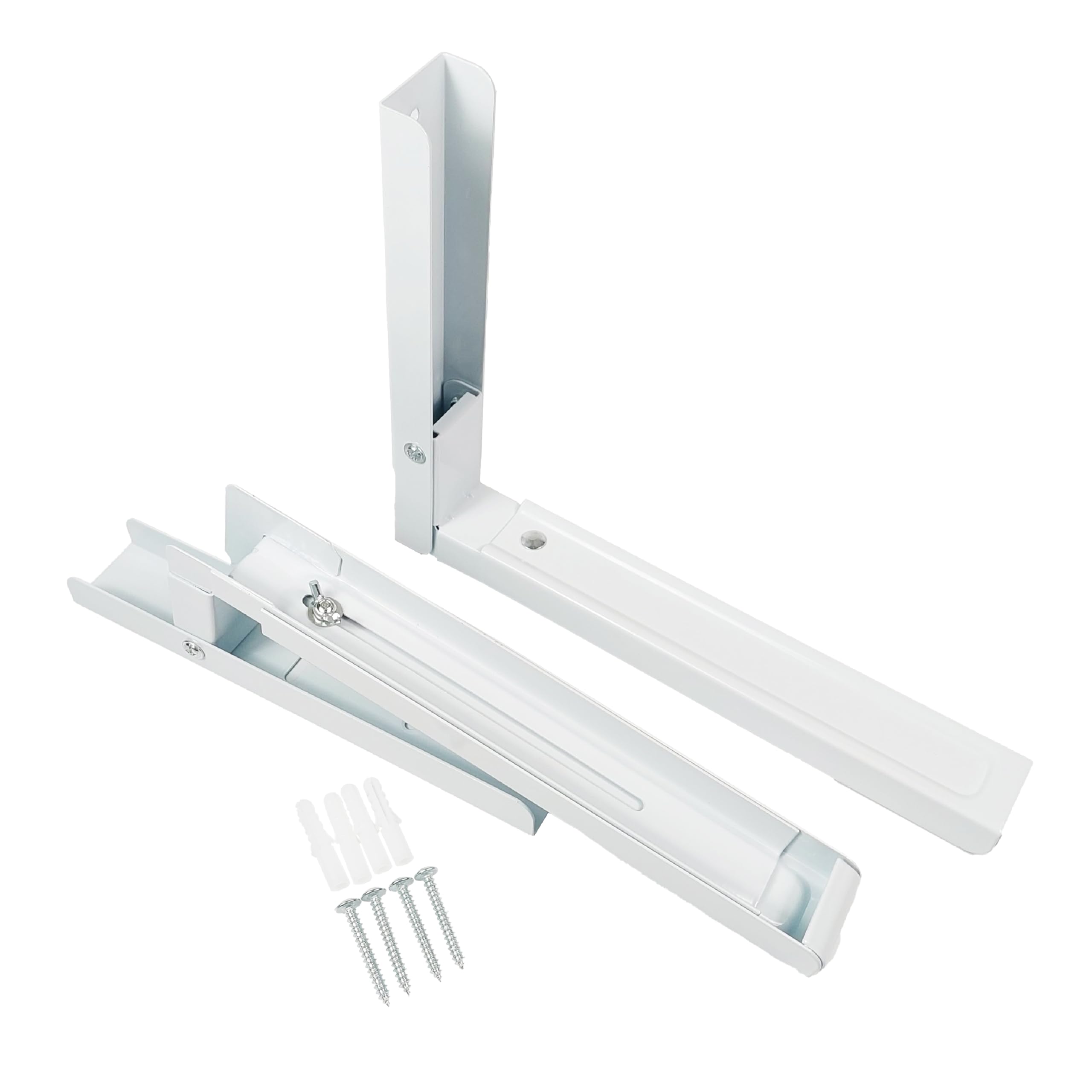 Sanfor Soporte Pared Universal para Microondas, Extensible con 2 Brazos, Escuadras Plegables, Blanco, Ajustable 30.5 y 45 cm, Colgar electrodomésticos