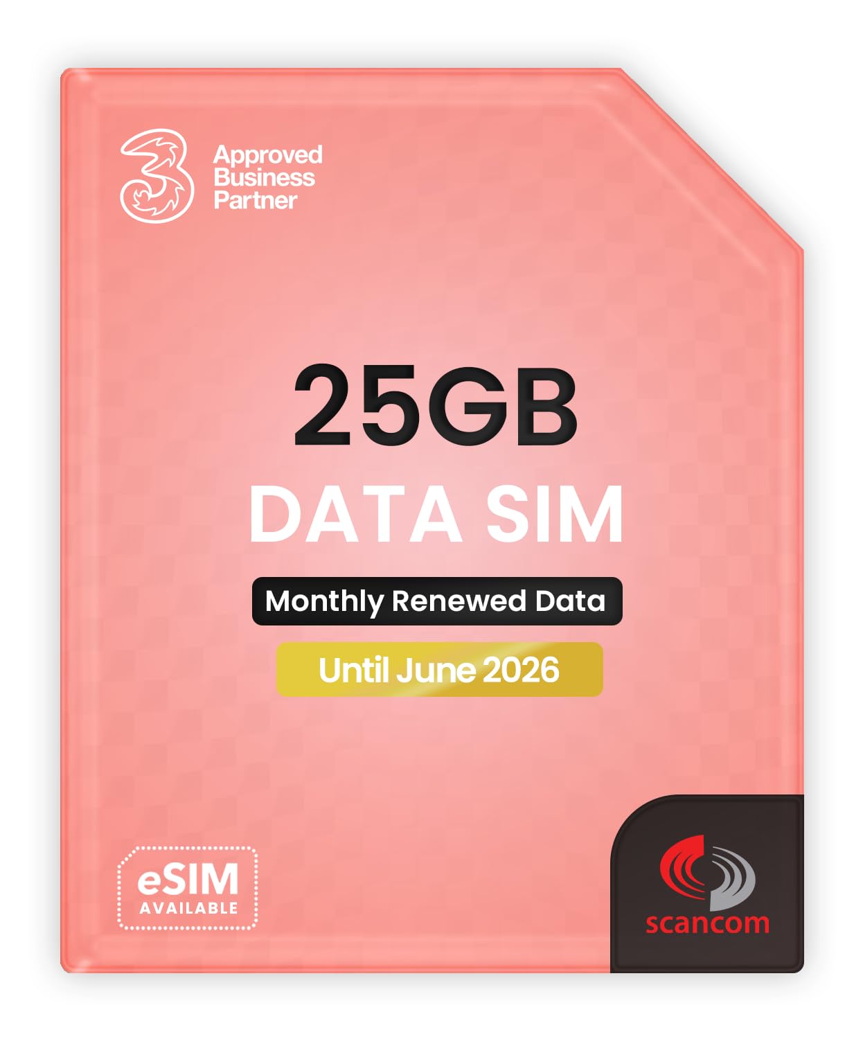 Three 25GB Data SIM - Uncapped 5G - Preloaded MONTHLY Until June 2026 - Plug & Play for Routers & Phones - Access to Three & Vodafone - Connects to the Strongest Signal available
