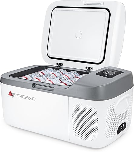 Miniatura 1 de TREFAN Refrigerador de 12V 20Q18L, refrigerador portátil (-4-68), refrigeradores eléctricos para vehículos y camiones con CC y 110-240V CA,