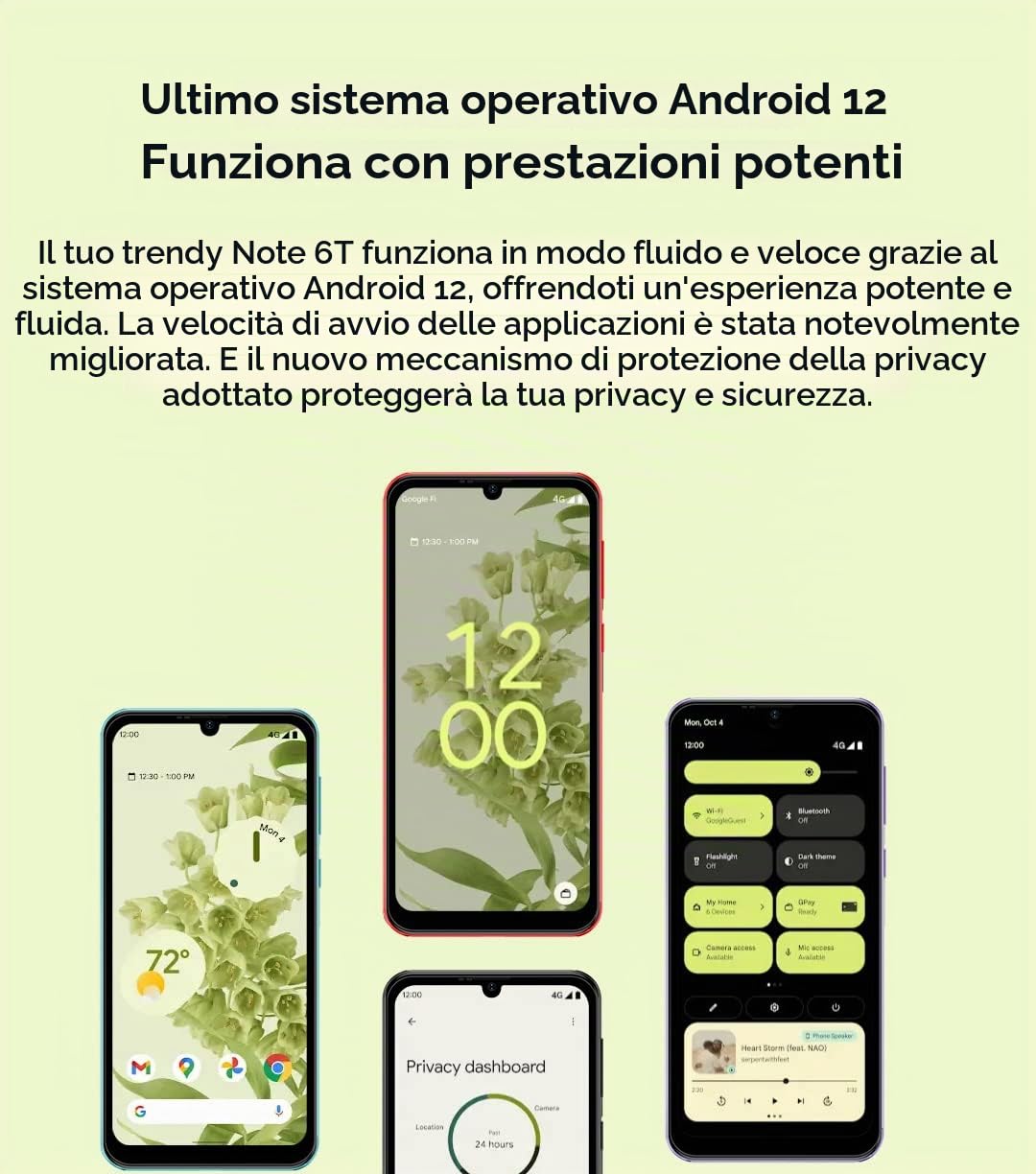 Ulefone Android 12 Smartphone NOTE 6T, 2.0GHz Quad Core 3GB+64GB, 8,5mm Ultra Sottile 4G Cellulare DUAL SIM, Schermo HD+ 6,1'', Slot Per 3 Schede, Fotocamera 13MP+5MP, GPS WIFI Sblocco Facciale Nero