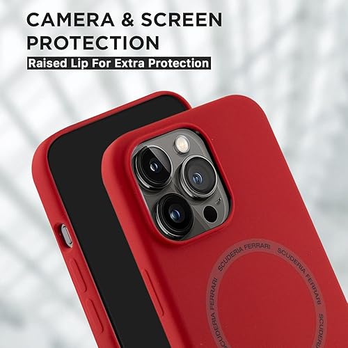 Miniatura 3 de CG MOBILE Ferrari - Funda para teléfono compatible con Magsafe y iPhone 15 Pro Max en anillo impreso rojo Scuderia Ferrari, silicona suave, funda