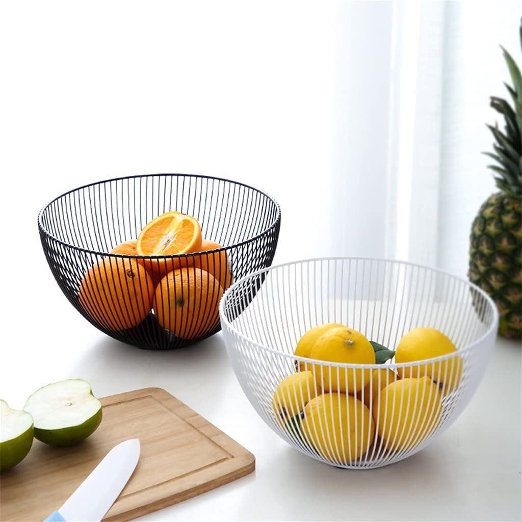 Cesta de Frutas Creativa, Paquete de 2 Unidades, Cesta de Frutas de Alambre metálico, Cesta de Almacenamiento Redonda con escurridor, para Pan, Aperitivos, Frutas, Verduras, Decora