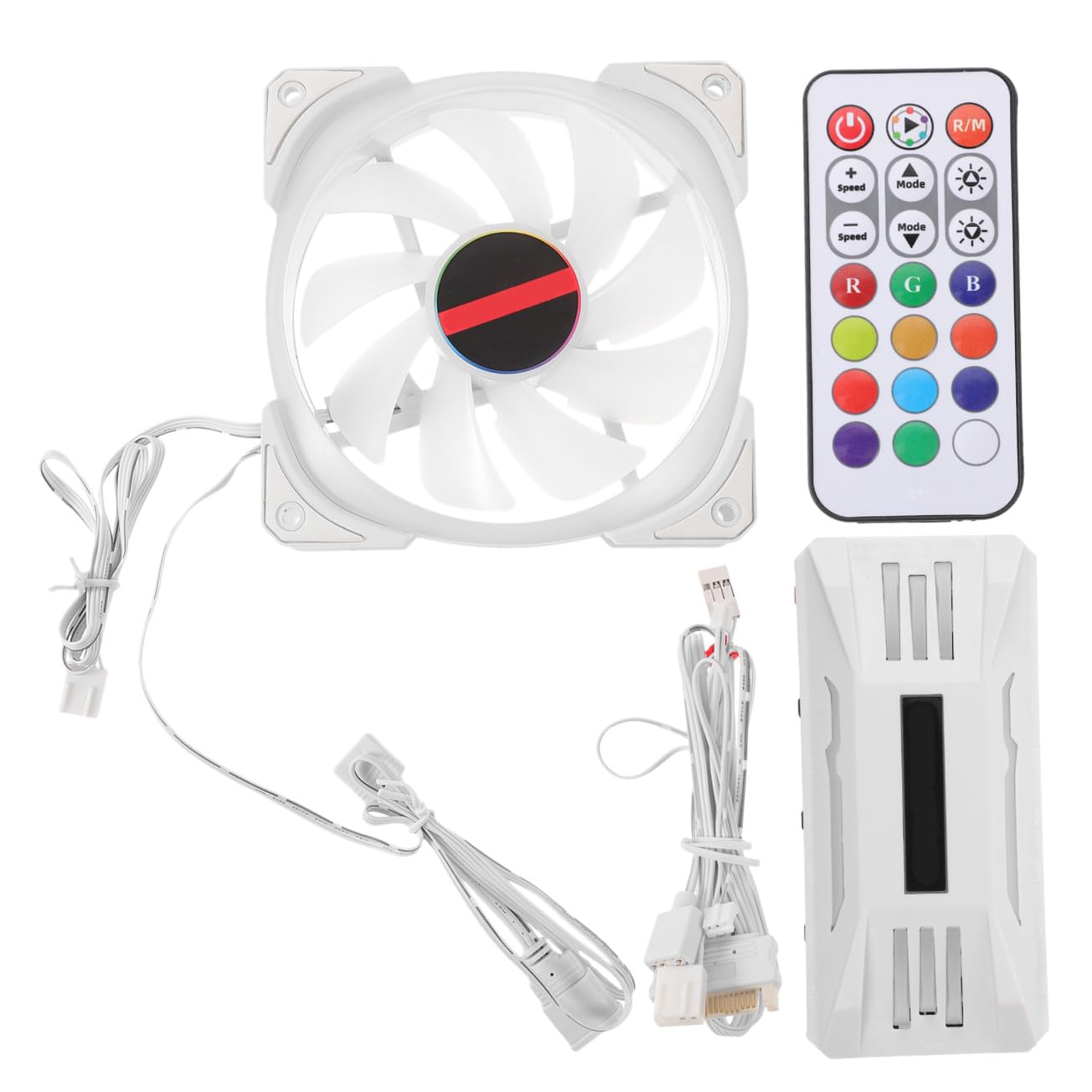 Ventilador de Refrigeración de CPU Silencioso 12cm Abs Blanco | Decoracion Verano, Ventilador de Ordenador Rgb, Luz Doble Cara, Gran Caudal