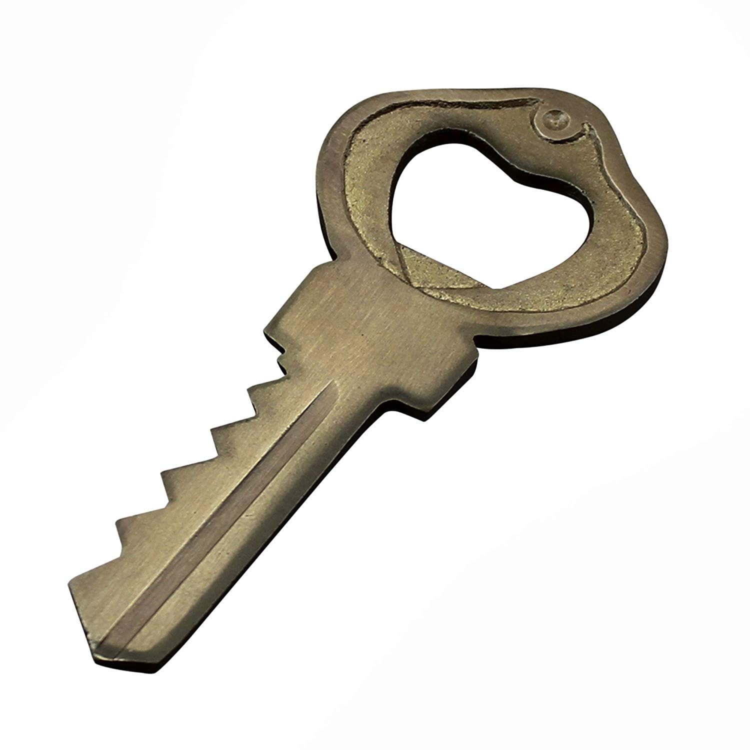 The Unltd India Nautical Brass Bottle Opener - Antique Solid Brass Key Cap Lifter - Unique Handmade Gift for Housewarming - Vintage Barware for Home, Office & Hotel (Brown)