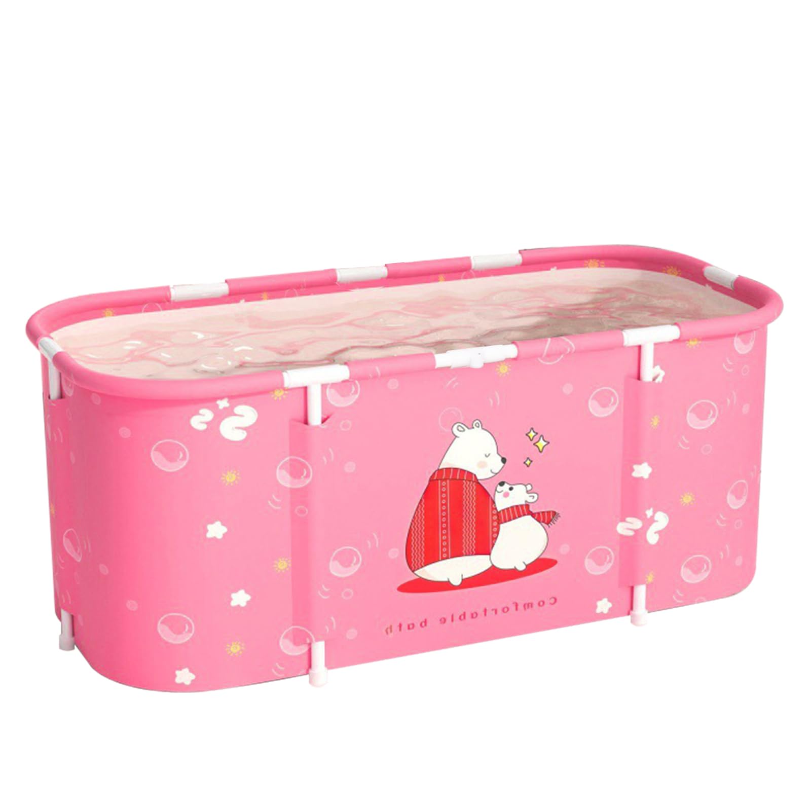 Baignoire Adulte Pliable 115x60x50cm, Baignoire Écologique et Portable, Installation Facile, Idéal pour Spa à Domicile et Douche (Rose)