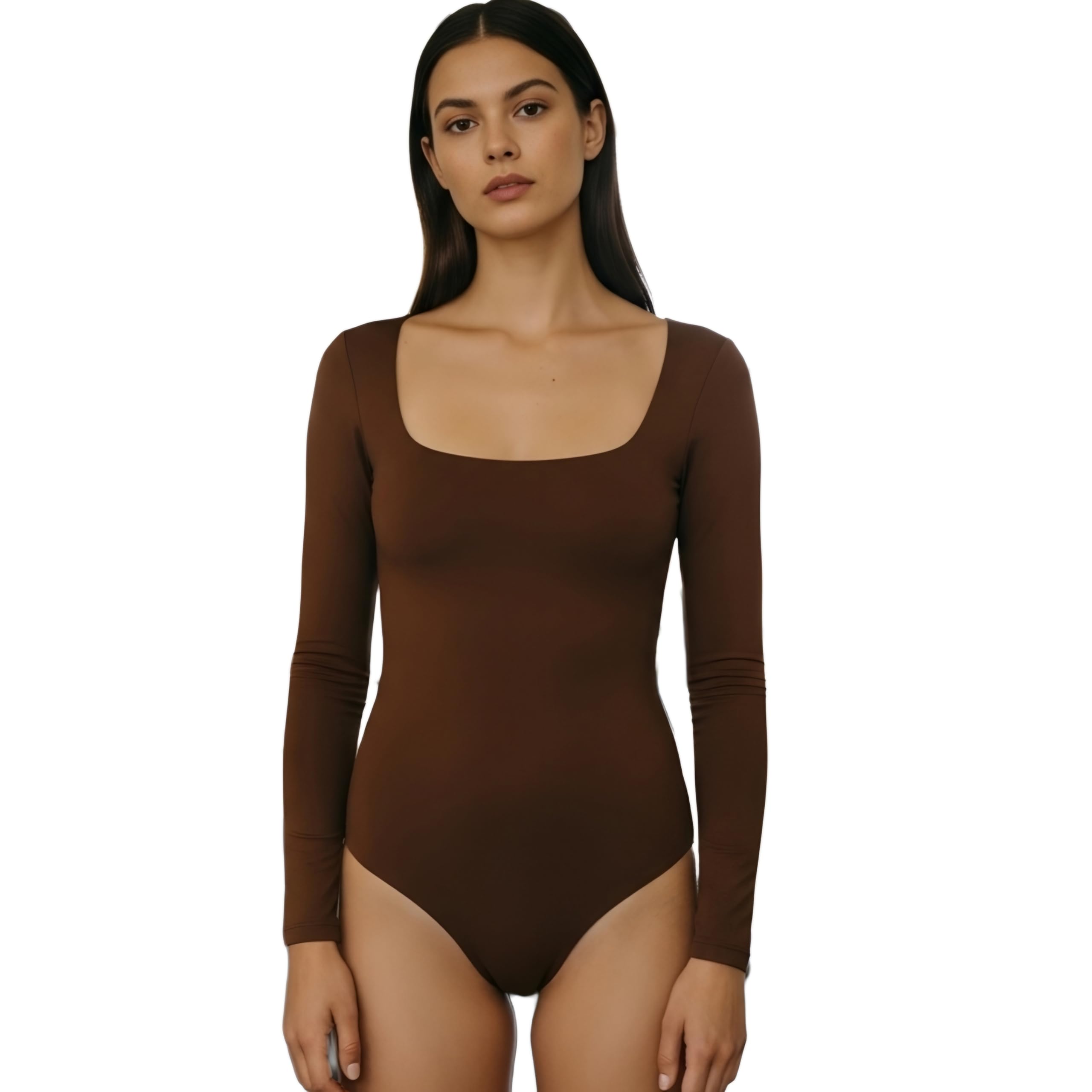 sightbomb SKIMS SOFTLINE Square Neck Fullsleeve SEAMLESS Bodysuit, DOUBLE LAYERED CUDDLE BABY Tummy Shapewear, SNAP Button Closure, Microfiber Swimsuit Bodysuit for Women-picture-17