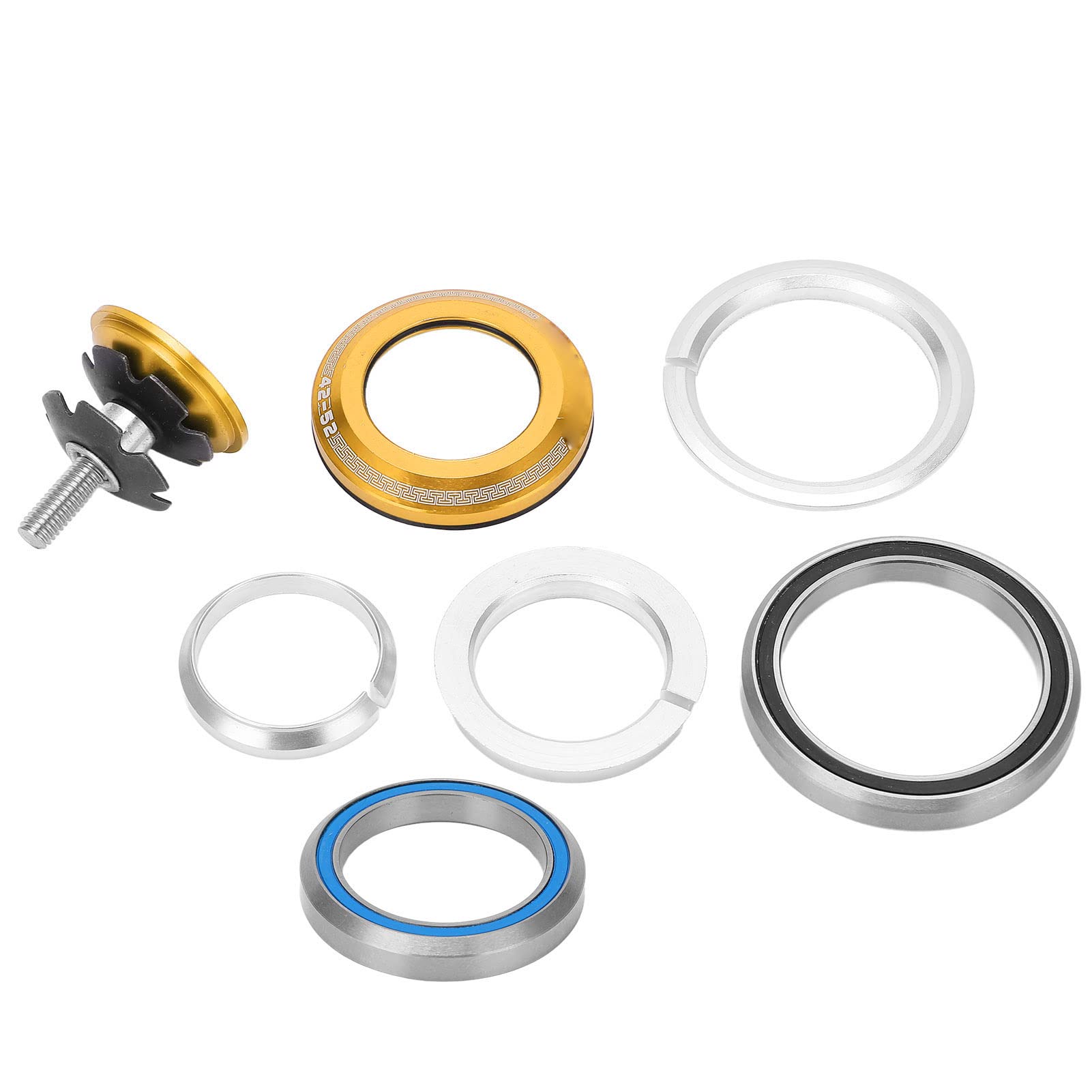 Bicycle Headset with Waterproof Dustproof Design for Standard Taper Tube and Straight Tube Front Forks (Golden)