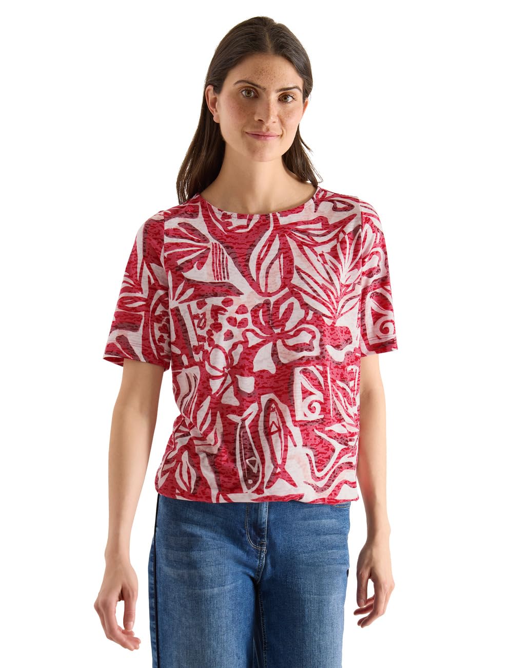 Cecil Women's Glazed Apple Red L Burnout T-Shirt
