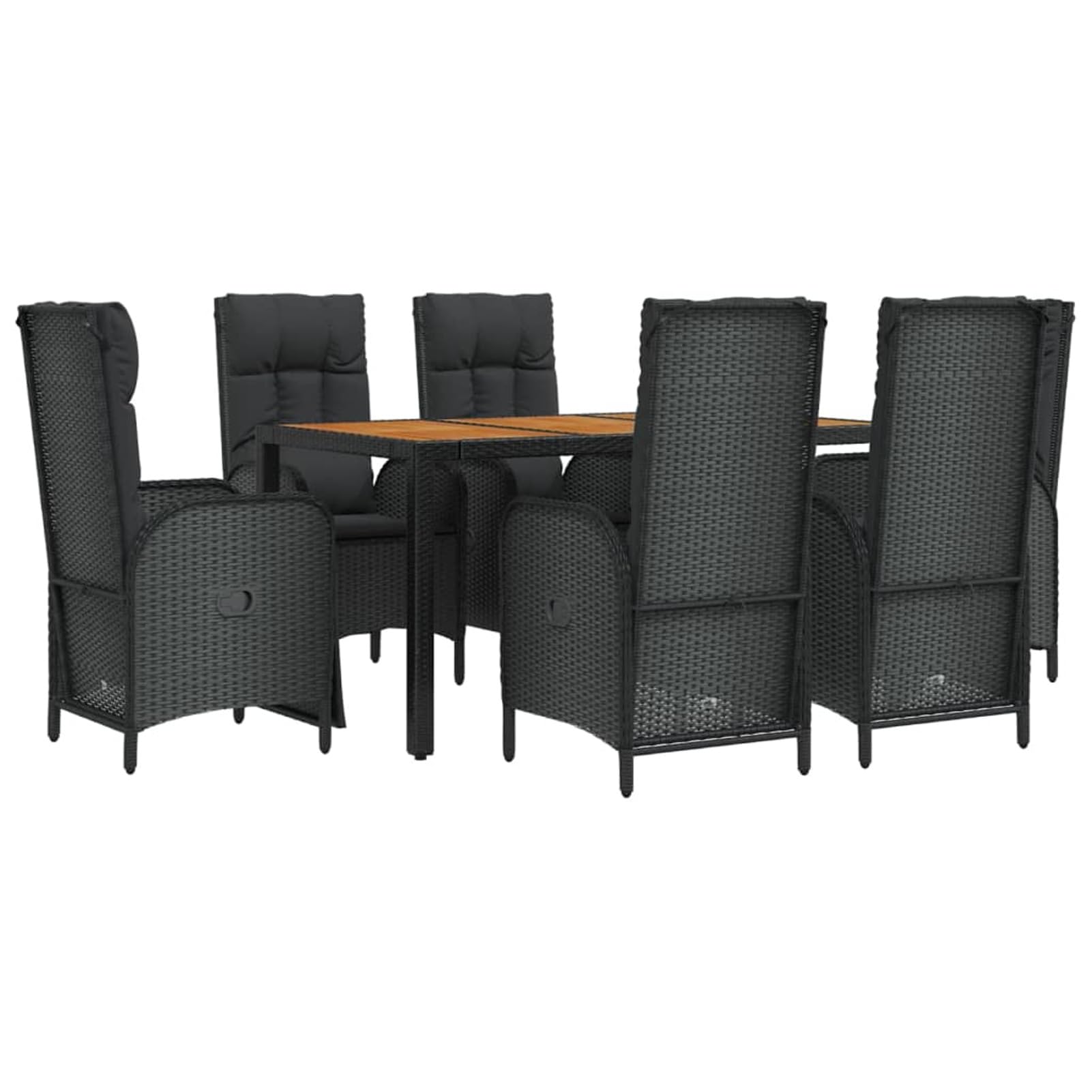 3185081 Set da Pranzo da Giardino 7 pz Nero con Cuscini in Polyrattan Testata in Legno,Testata Letto Matrimoniale Muebles Dormitorio Spalliera Letto Testiere per Letto Matrimoniale