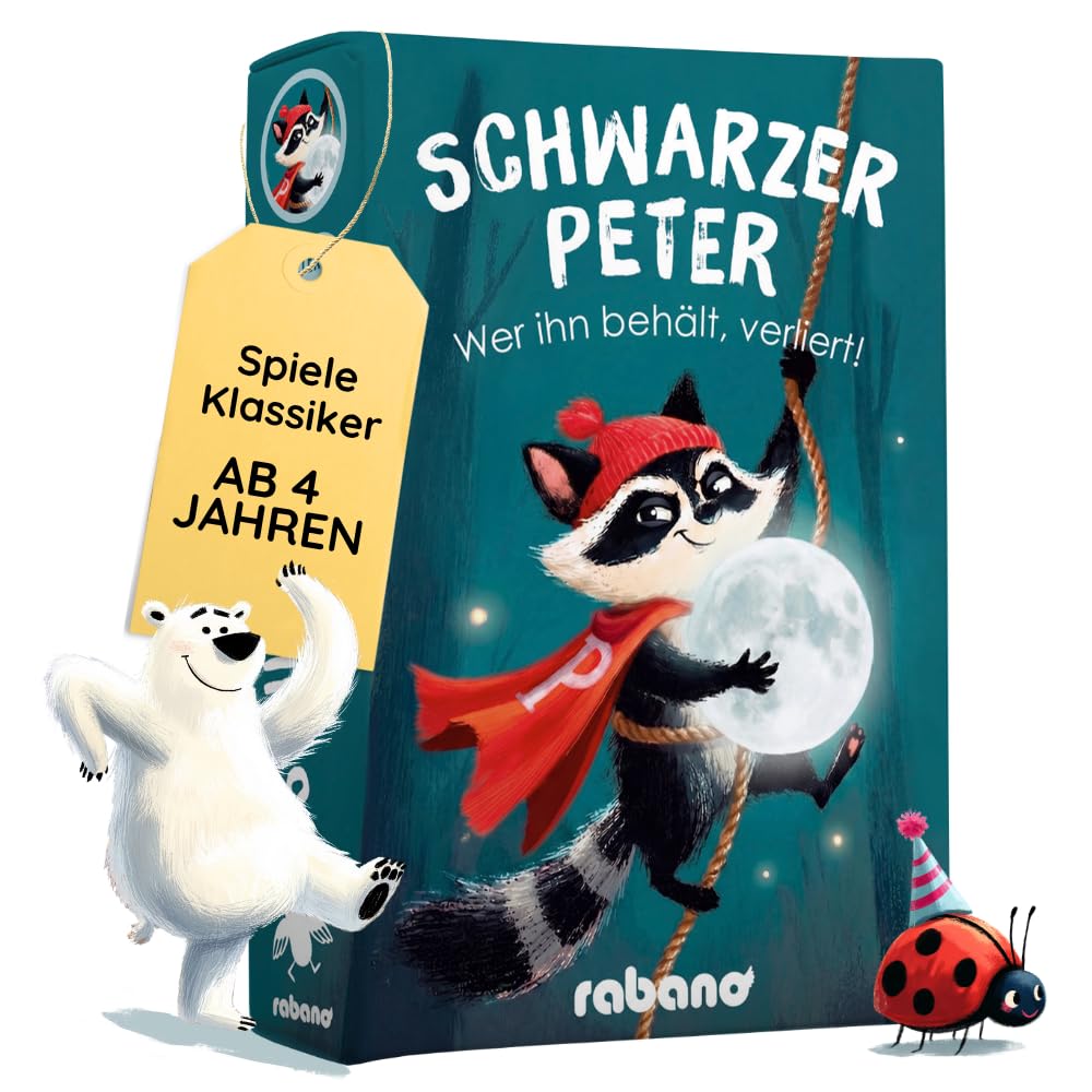 Rabano Schwarzer Peter Kartenspiel für Kinder - Spieleklassiker | Familienspiel einfach erklärt für unterwegs & Zuhause - Lernspiel & Geschenk für Jungen & Mädchen, ab 4,5,6,7,8,9 Jahren