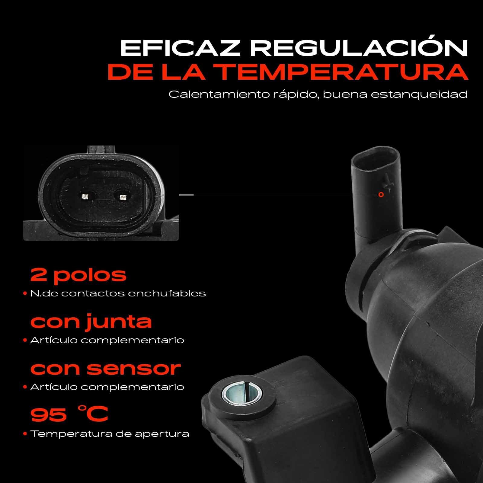 Frankberg Termostato de refrigerante 95°C 6512000615 | Compatible con: Autobús Vito W639, Viano W639, Clase S V222 W222 X222, Sprinter 35-T Caja B906, Clase M W166