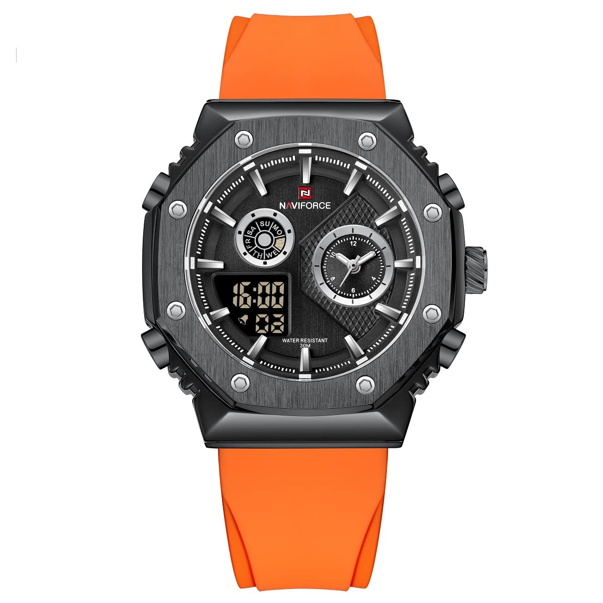 NAVIFORCE Silicone Men Analog Digital Dual Display Sports Silicon Strap Quartz Watch -Nf9216 (Orange) (B0C56S4RBG) Amazon Price History, Amazon Price Tracker