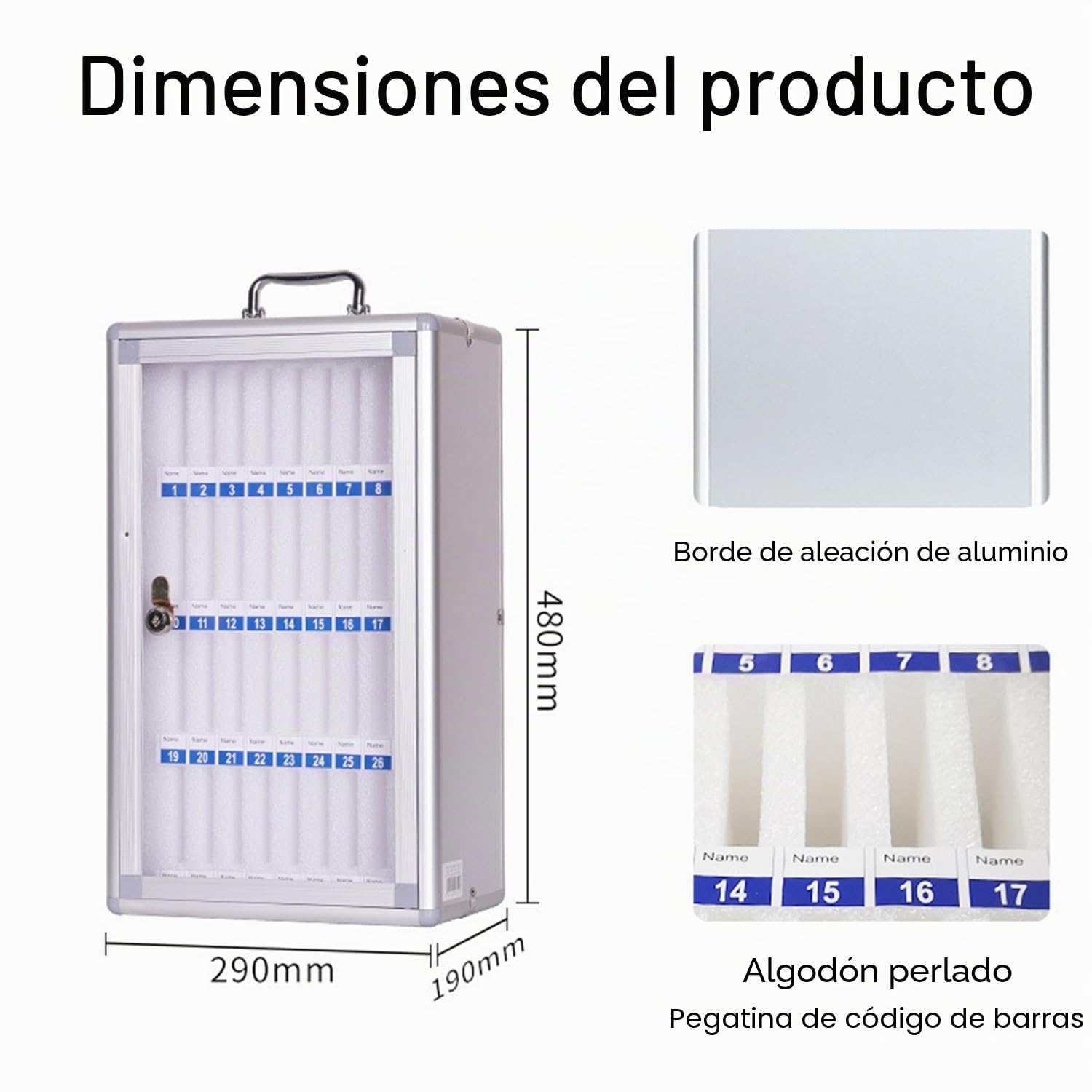 Armario De Almacenamiento Para Teléfono Móvil,Armario De Almacenamiento Aluminio,Para Teléfono Móvil Con Asa Montable En Pared Para Colegio, Aula, Oficina, Examen (36 Ranuras/Plateado)