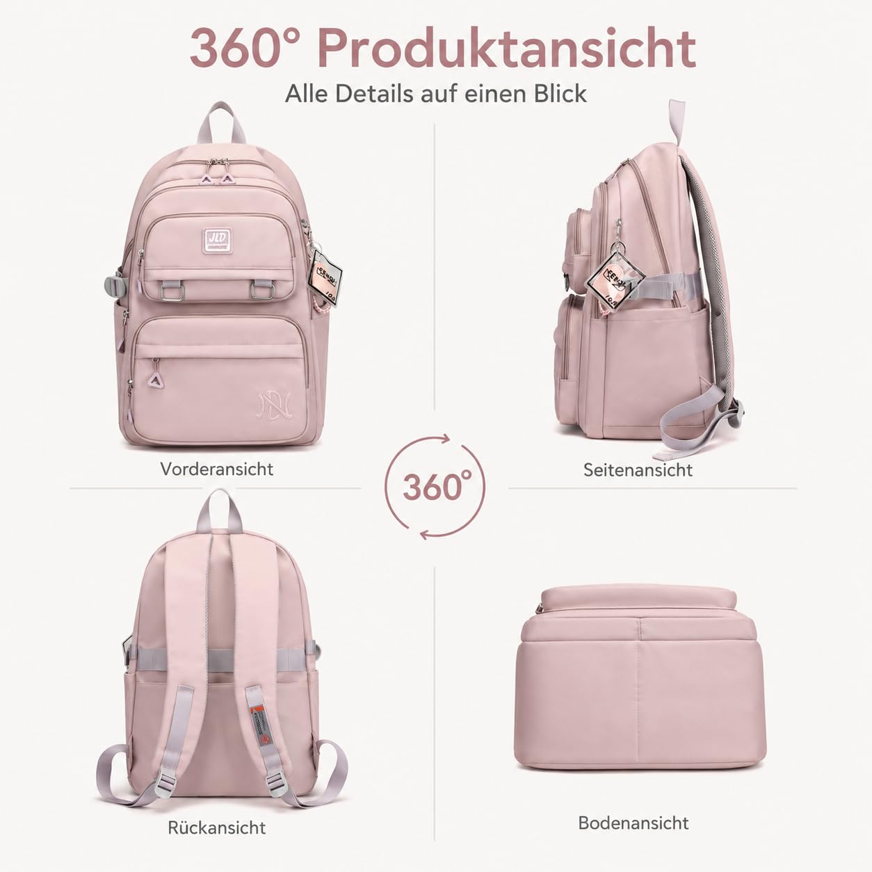 JANSBEN Sac à Dos Cartables Enfant Garcon Fille Sacs Scolaires étanche Nylon Backpack Multi-Poches 30L