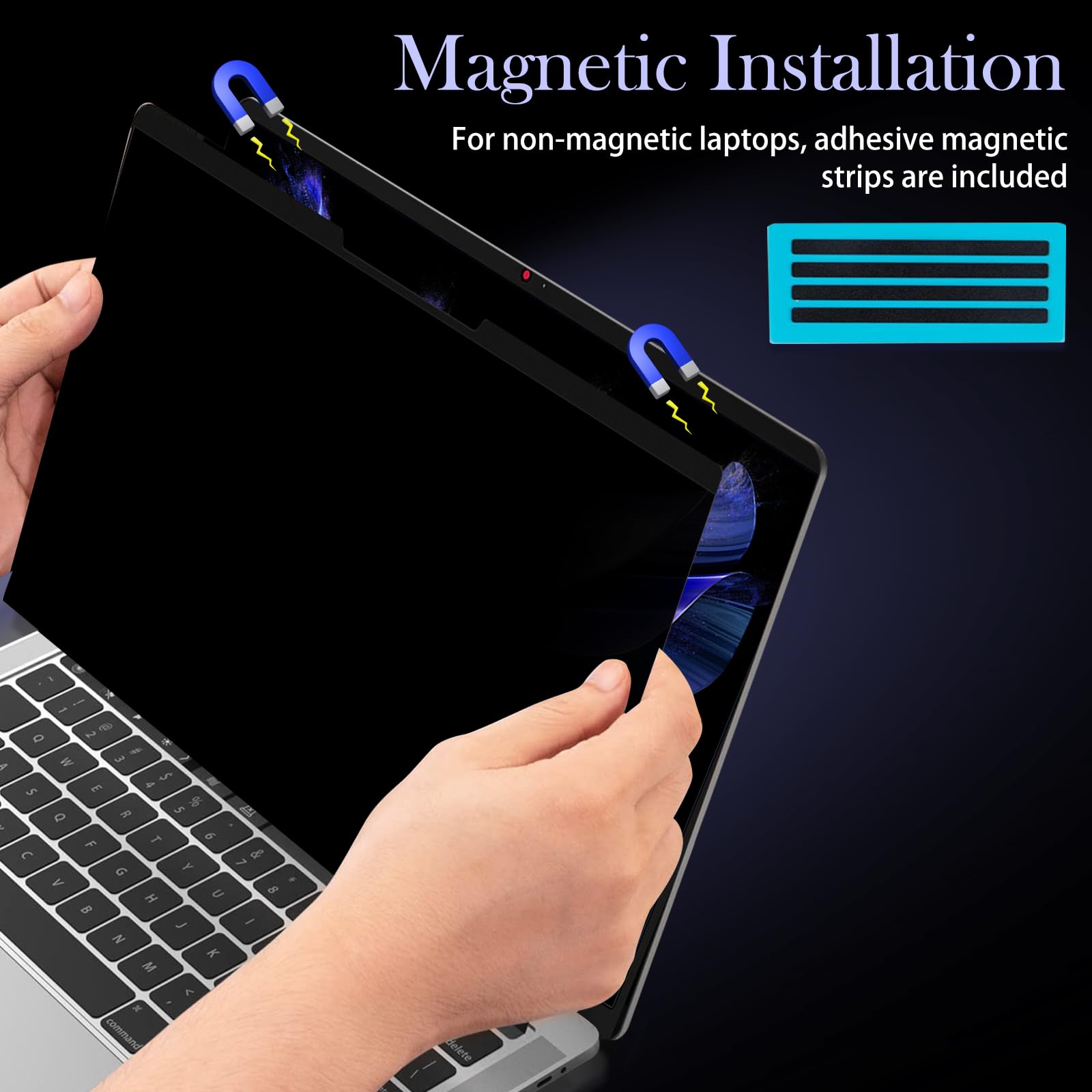 360° Privacy Screen For Laptop 15.6 Inch 16:9, 4 Way Computer Monitor Privacy Shield, Anti Glare Blue Light Filter Compatible With Lenovo Hp Dell Acer Asus Thinkpad Envy Xps