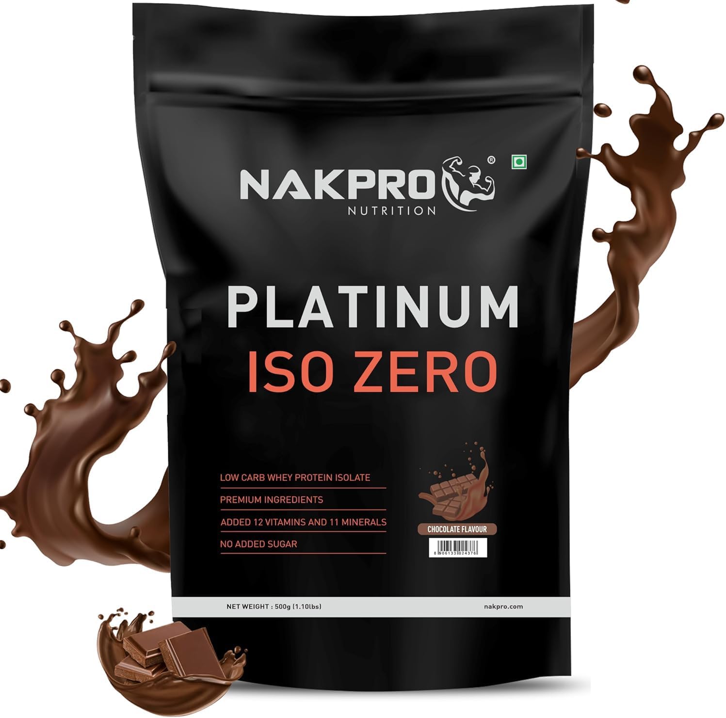 PLATINUM ISO ZERO 100% Whey Protein Isolate | Low Carbs | Added Vitamins & Minerals | Easy Mixing, Easy Digesting Whey Protein Supplement Powder for Men, Women & Athletes (500g, Chocolate)